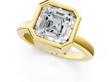 Yellow gold Bezel Set Asscher Cut Solitaire Engagement Ring with Classic Band_4