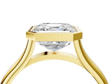 Yellow gold Bezel Set Asscher Cut Solitaire Ring with Tapered Band 5