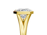Yellow gold Bezel Set Asscher Cut Solitaire Ring with Tapered Band
