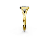 Yellow gold Bezel Set Asscher Solitaire Diamond Ring with Smooth Band 3