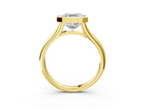Yellow gold Bezel Set Asscher Solitaire Diamond Ring with Smooth Band 4