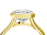 Yellow gold Bezel Set Asscher Solitaire Diamond Ring with Smooth Band 5