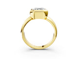 Yellow gold Bezel Set Asscher Solitaire Ring with Wide Band 3