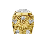 Yellow gold Bezel Set Cushion Cut Diamond Milgrain Band Ring_18