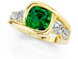 Yellow gold Bezel Set Cushion Cut Diamond Split Shank Ring_1