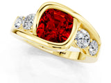 Yellow gold Bezel Set Cushion Cut Diamond Split Shank Ring_13