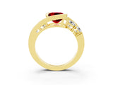 Yellow gold Bezel Set Cushion Cut Diamond Split Shank Ring_15