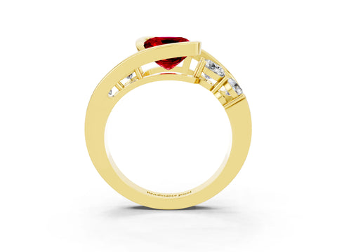 Yellow gold Bezel Set Cushion Cut Diamond Split Shank Ring_15