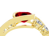 Yellow gold Bezel Set Cushion Cut Diamond Split Shank Ring_16