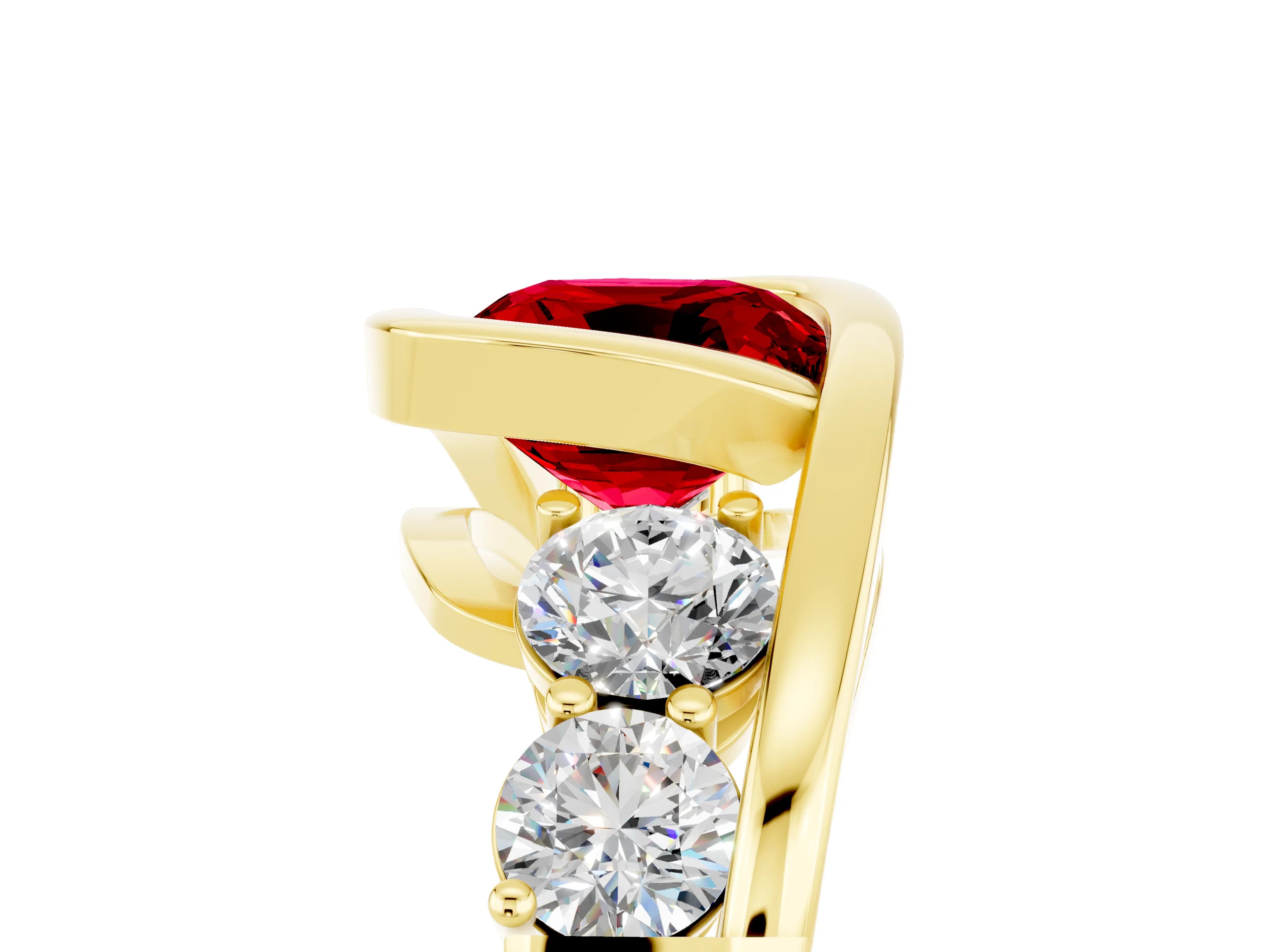 Yellow gold Bezel Set Cushion Cut Diamond Split Shank Ring_17