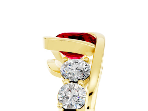 Yellow gold Bezel Set Cushion Cut Diamond Split Shank Ring_17