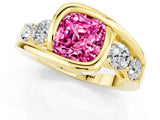 Yellow gold Bezel Set Cushion Cut Diamond Split Shank Ring_1