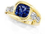 Yellow gold Bezel Set Cushion Cut Diamond Split Shank Ring_1