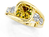 Yellow gold Bezel Set Cushion Cut Diamond Split Shank Ring_1