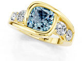 Yellow gold Bezel Set Cushion Cut Diamond Split Shank Ring_1