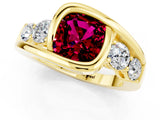 Yellow gold Bezel Set Cushion Cut Diamond Split Shank Ring_1