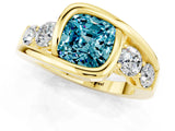 Yellow gold Bezel Set Cushion Cut Diamond Split Shank Ring_1