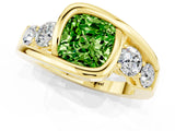 Yellow gold Bezel Set Cushion Cut Diamond Split Shank Ring_1