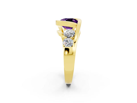 Yellow gold Bezel Set Cushion Cut Diamond Split Shank Ring_2