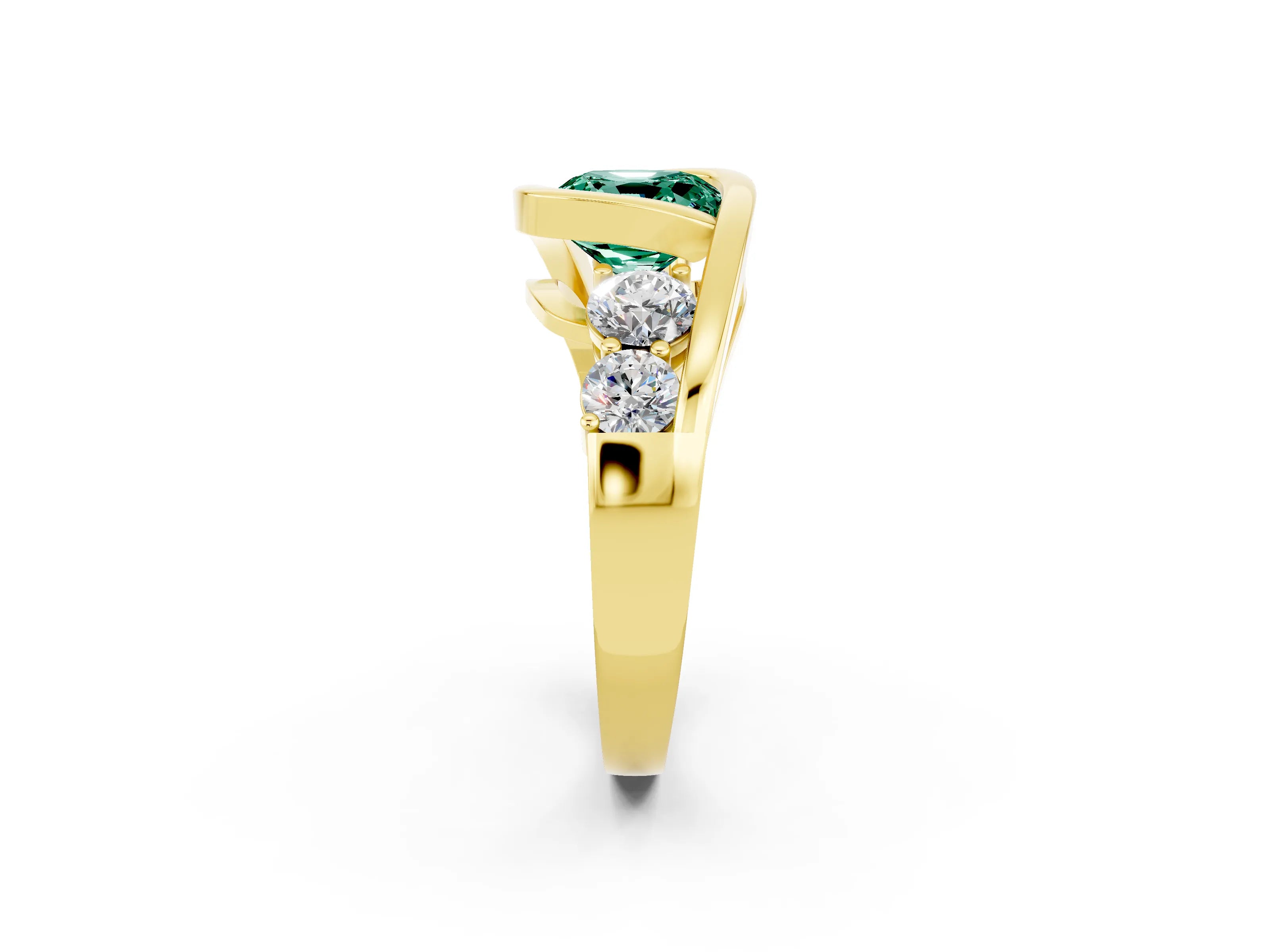 Yellow gold Bezel Set Cushion Cut Diamond Split Shank Ring_2