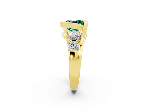 Yellow gold Bezel Set Cushion Cut Diamond Split Shank Ring_2