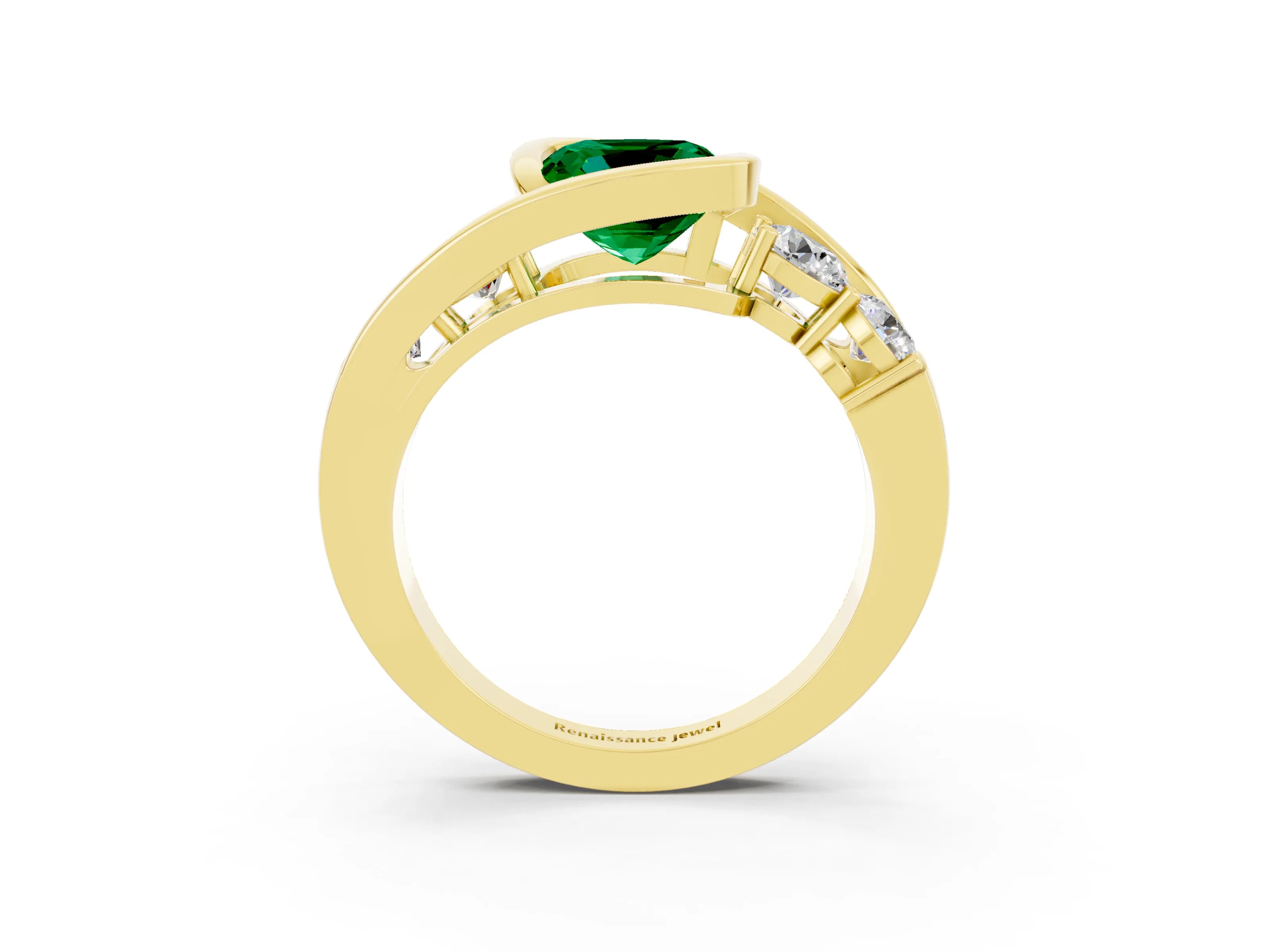 Yellow gold Bezel Set Cushion Cut Diamond Split Shank Ring_3