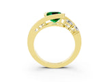 Yellow gold Bezel Set Cushion Cut Diamond Split Shank Ring_3