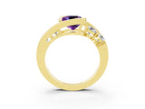 Yellow gold Bezel Set Cushion Cut Diamond Split Shank Ring_3