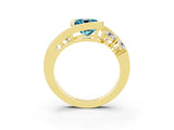 Yellow gold Bezel Set Cushion Cut Diamond Split Shank Ring_3