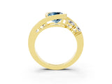 Yellow gold Bezel Set Cushion Cut Diamond Split Shank Ring_3