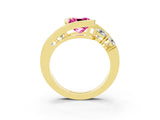 Yellow gold Bezel Set Cushion Cut Diamond Split Shank Ring_3