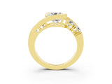 Yellow gold Bezel Set Cushion Cut Diamond Split Shank Ring_3