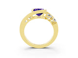 Yellow gold Bezel Set Cushion Cut Diamond Split Shank Ring_3