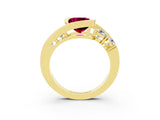 Yellow gold Bezel Set Cushion Cut Diamond Split Shank Ring_3
