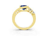 Yellow gold Bezel Set Cushion Cut Diamond Split Shank Ring_3