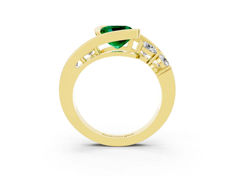 Yellow gold Bezel Set Cushion Cut Diamond Split Shank Ring_3