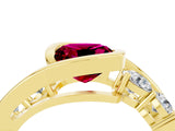 Yellow gold Bezel Set Cushion Cut Diamond Split Shank Ring_4