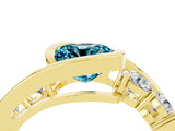 Yellow gold Bezel Set Cushion Cut Diamond Split Shank Ring_4