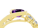 Yellow gold Bezel Set Cushion Cut Diamond Split Shank Ring_4