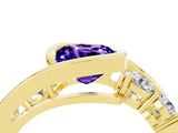 Yellow gold Bezel Set Cushion Cut Diamond Split Shank Ring_4