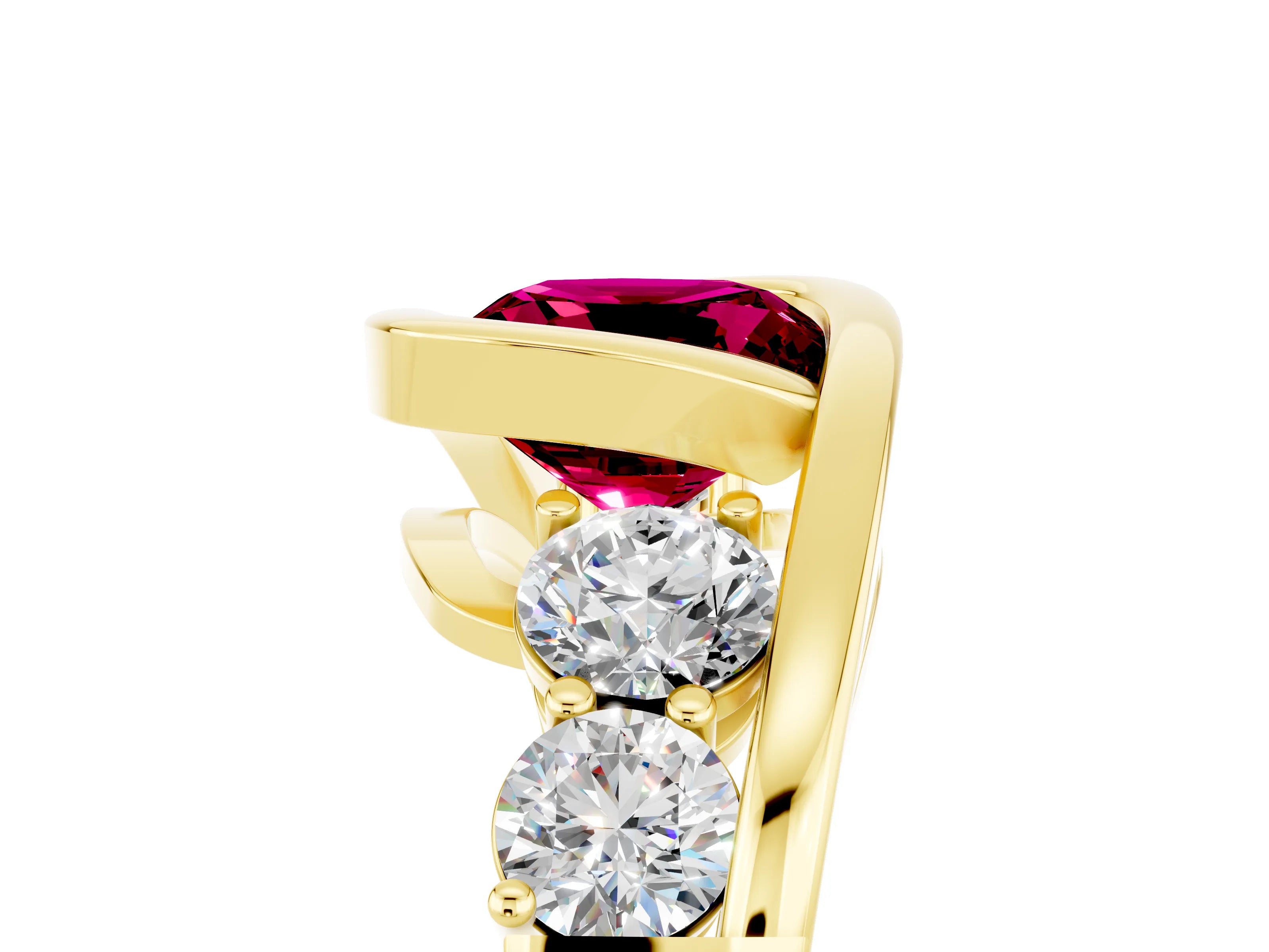 Yellow gold Bezel Set Cushion Cut Diamond Split Shank Ring_5