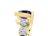Yellow gold Bezel Set Cushion Cut Diamond Split Shank Ring_5