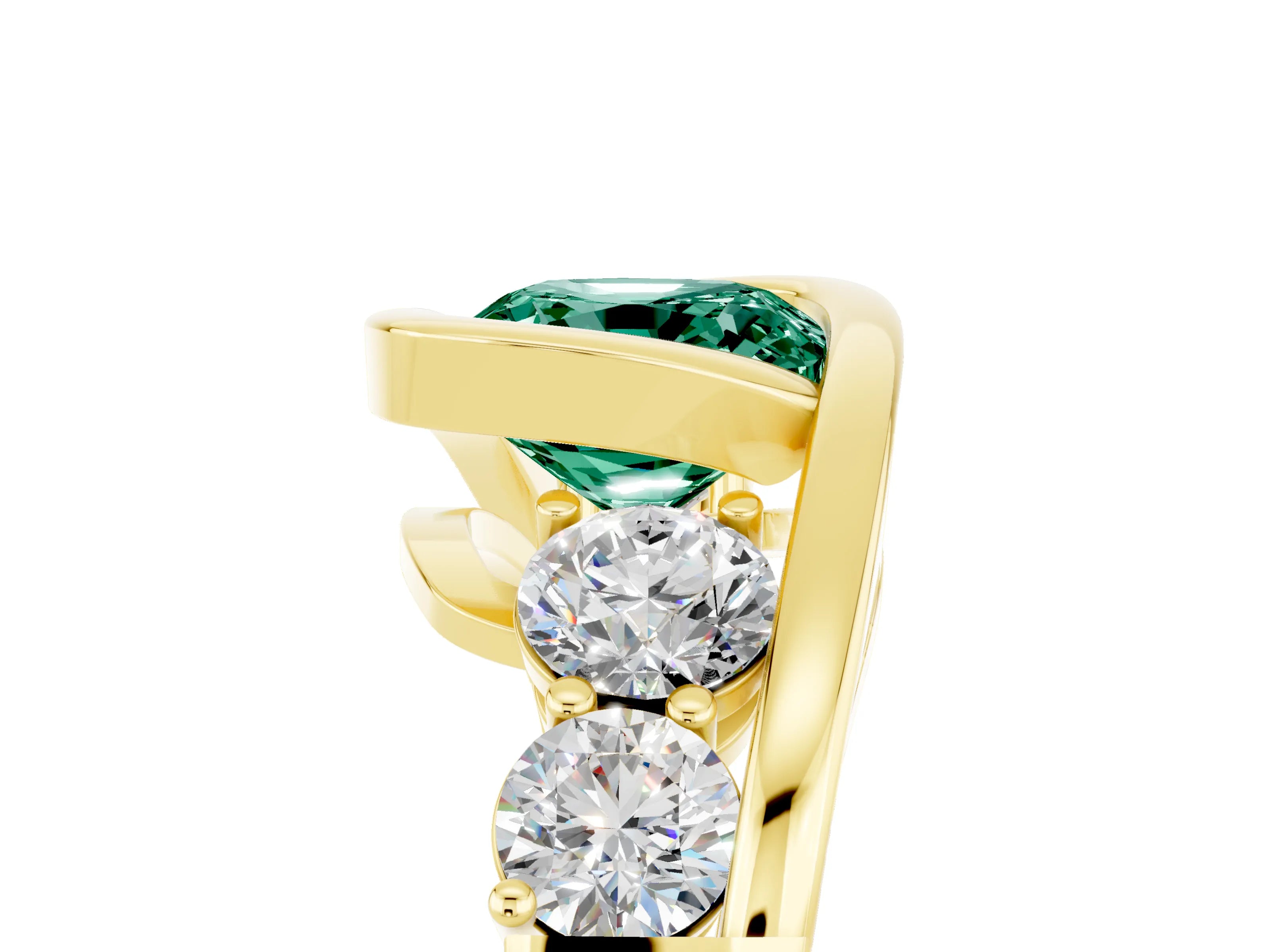 Yellow gold Bezel Set Cushion Cut Diamond Split Shank Ring_5