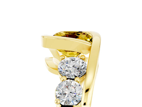 Yellow gold Bezel Set Cushion Cut Diamond Split Shank Ring_5