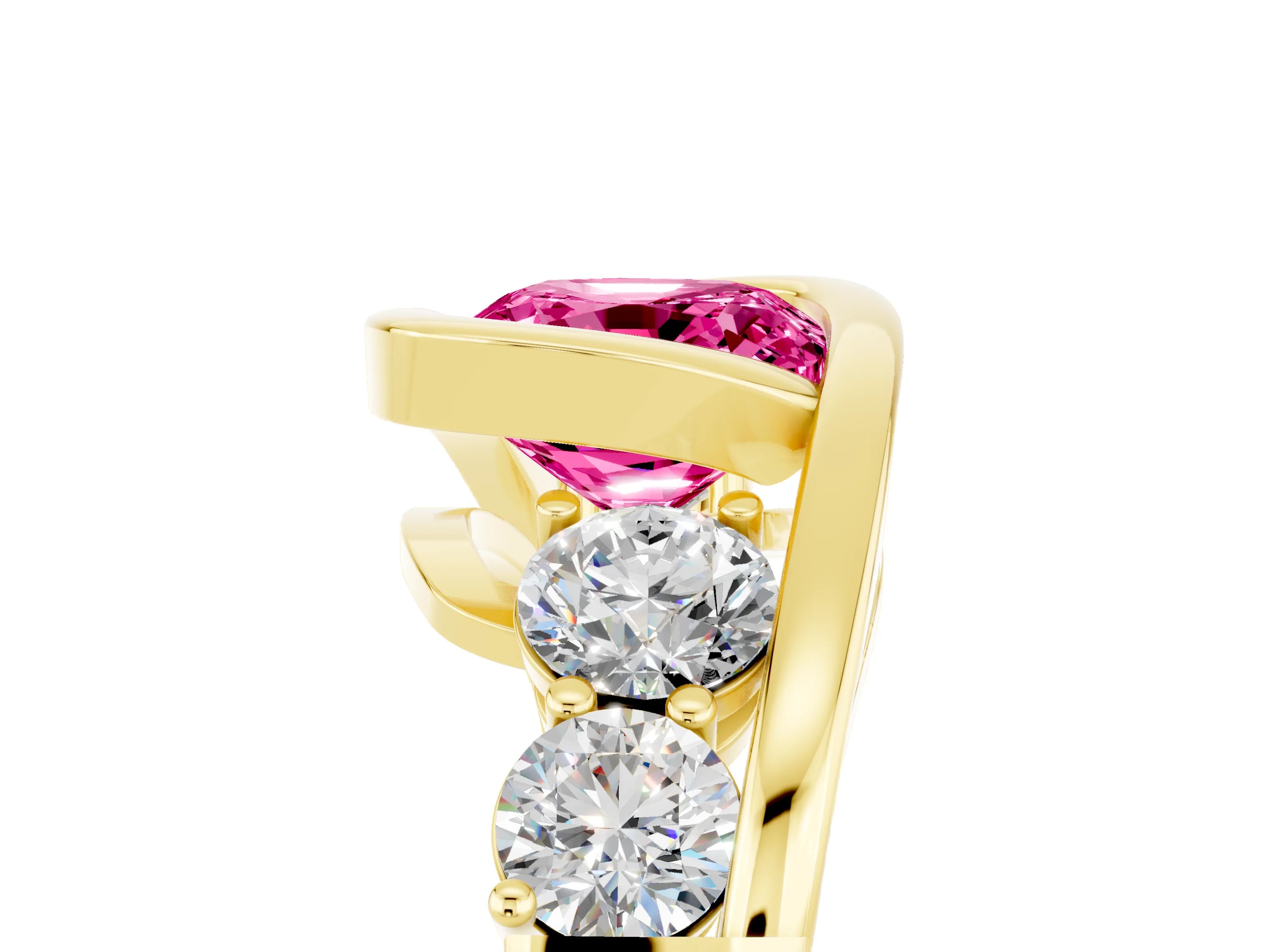 Yellow gold Bezel Set Cushion Cut Diamond Split Shank Ring_5