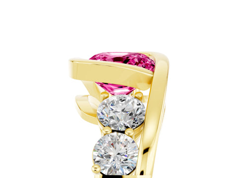 Yellow gold Bezel Set Cushion Cut Diamond Split Shank Ring_5