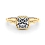 Yellow gold Bezel Set Cushion Cut Solitaire Ring 1