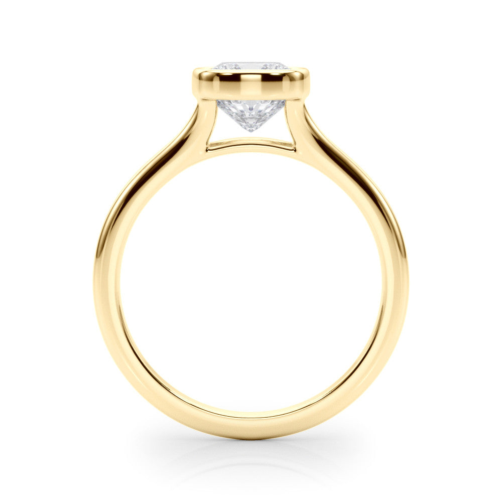 Yellow gold Bezel Set Cushion Cut Solitaire Ring 2
