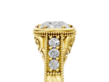 Yellow gold Bezel Set Cushion Diamond Milgrain Pave Engagement Ring_42