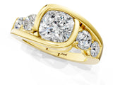 Yellow gold Bezel Set Cushion Diamond Split Shank Ring_4